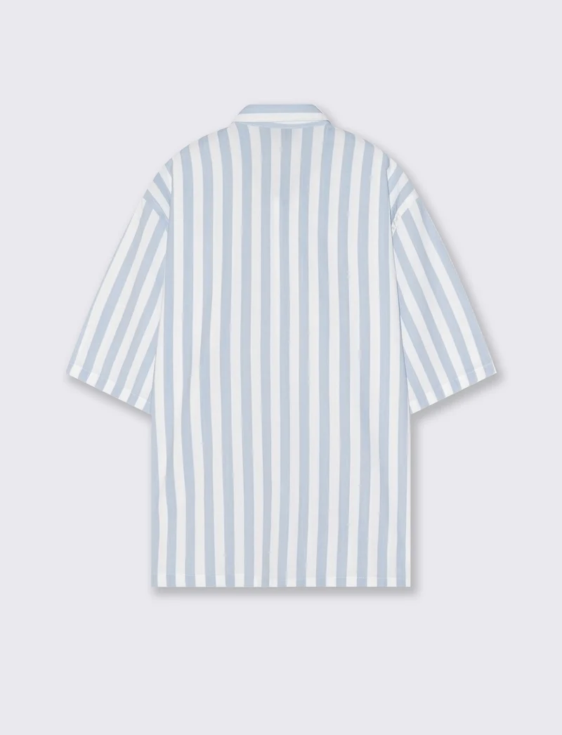Camicia boxy fit a righe in viscosa - Celeste polvere