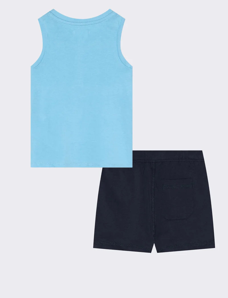 Set canotta e pantaloncini casual chic - Azzurro
