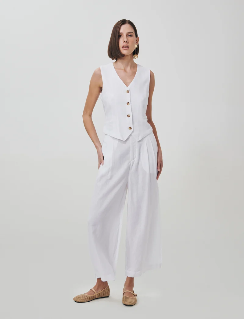 Gilet con tasche a taglio davanti - Bianco