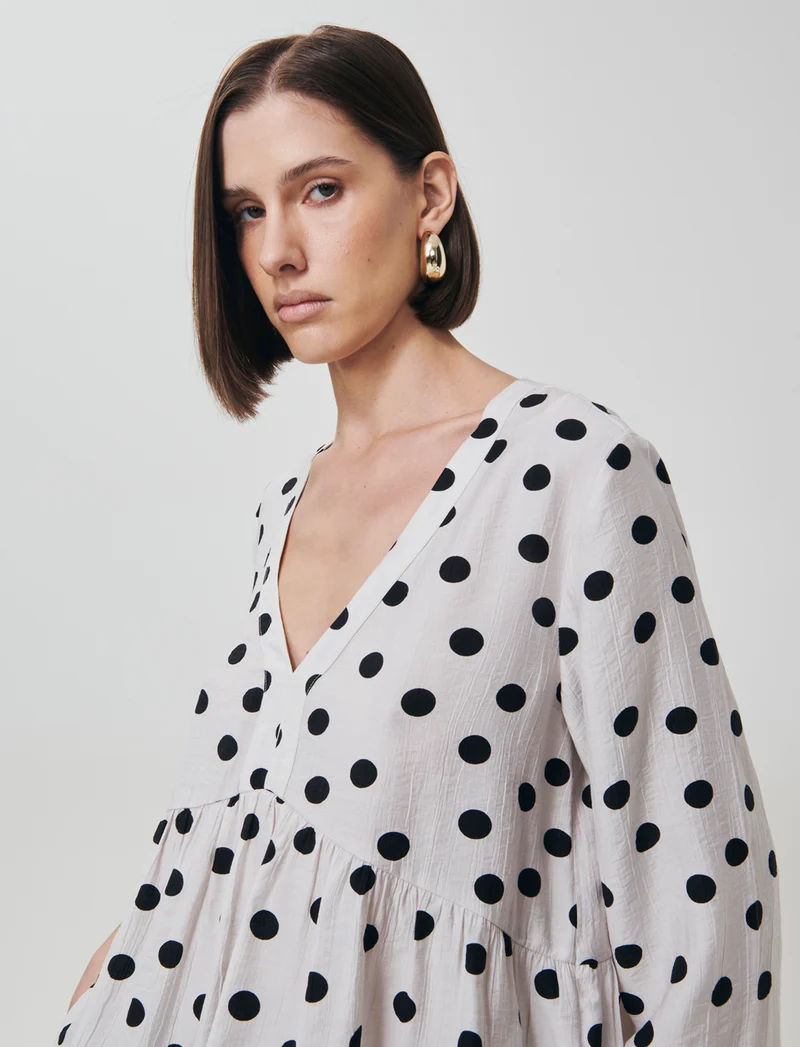 Blusa V Decorata con Perline Colorate - var 1