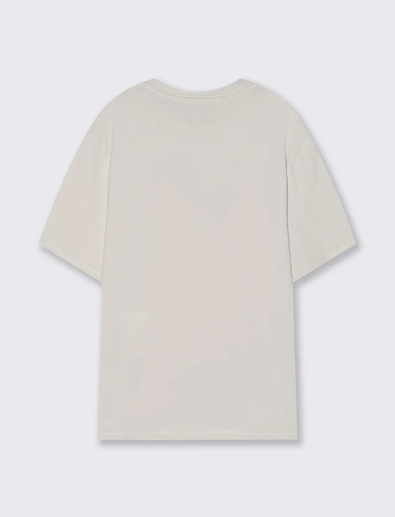 T-Shirt con Fiore Applicato - Avorio