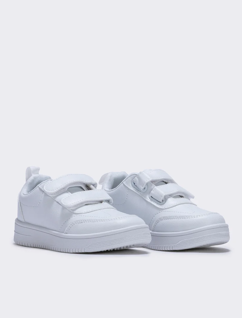 Sneakers basic bambino in poliuretano - Bianco
