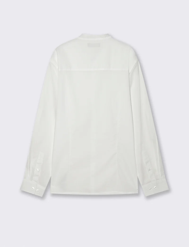 Camicia coreana in voile leggero - Bianco