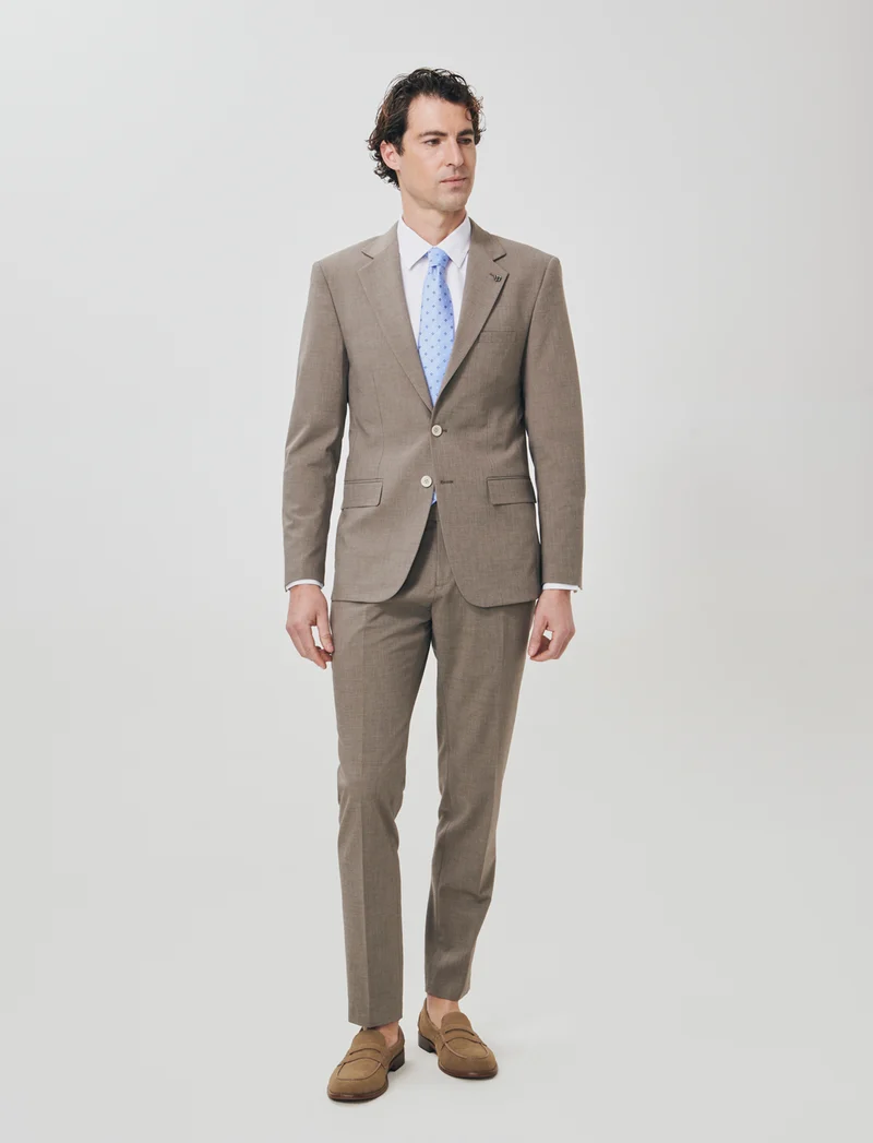 Blazer formal fit micro struttura melange - Grigio fango