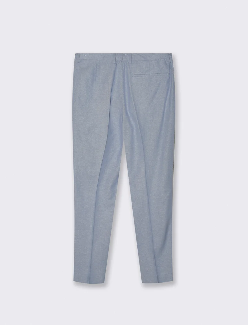 Pantaloni Jogger Misto Lino con Pinces - Celeste
