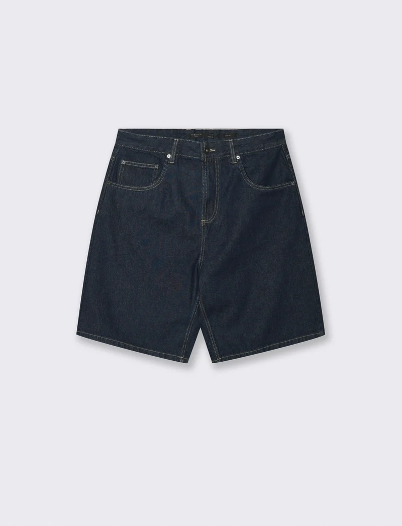 Bermuda Jeans Baggy Fit Blu Scuro - DENIM SCURO