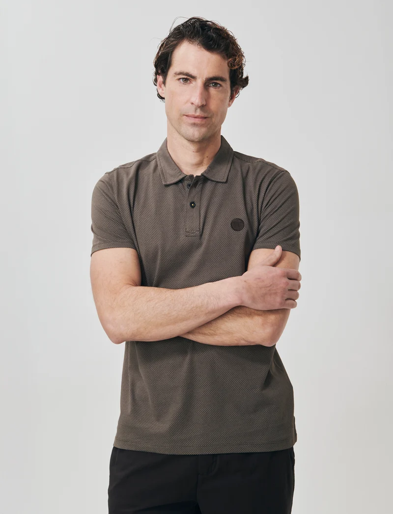 Polo Premium in Cotone Stampato All Over - Moro