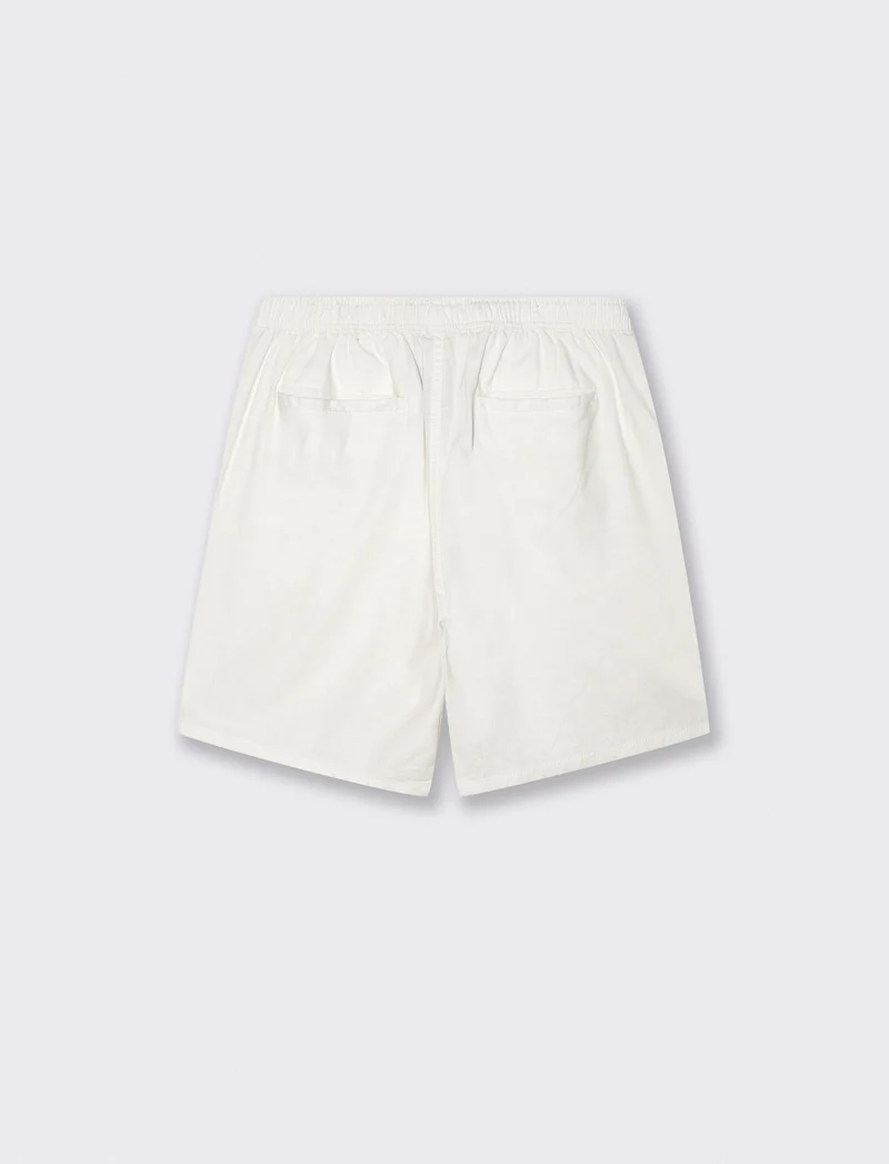 Bermuda Jogger in Misto Lino con Tasca - Bianco