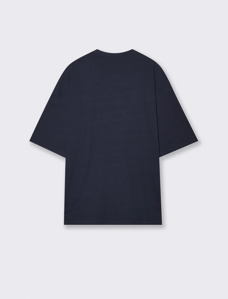T-shirt puff e ricamo a contrasto - Blu