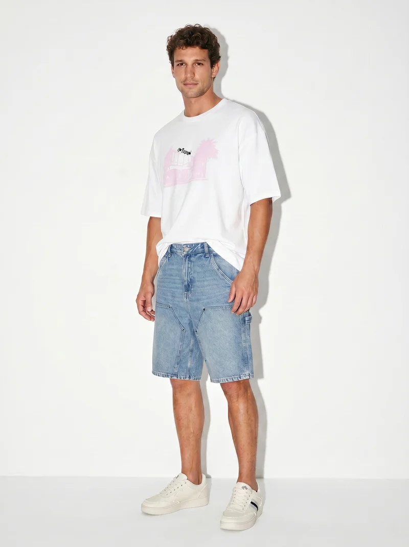 T-shirt puff e ricamo a contrasto - Bianco