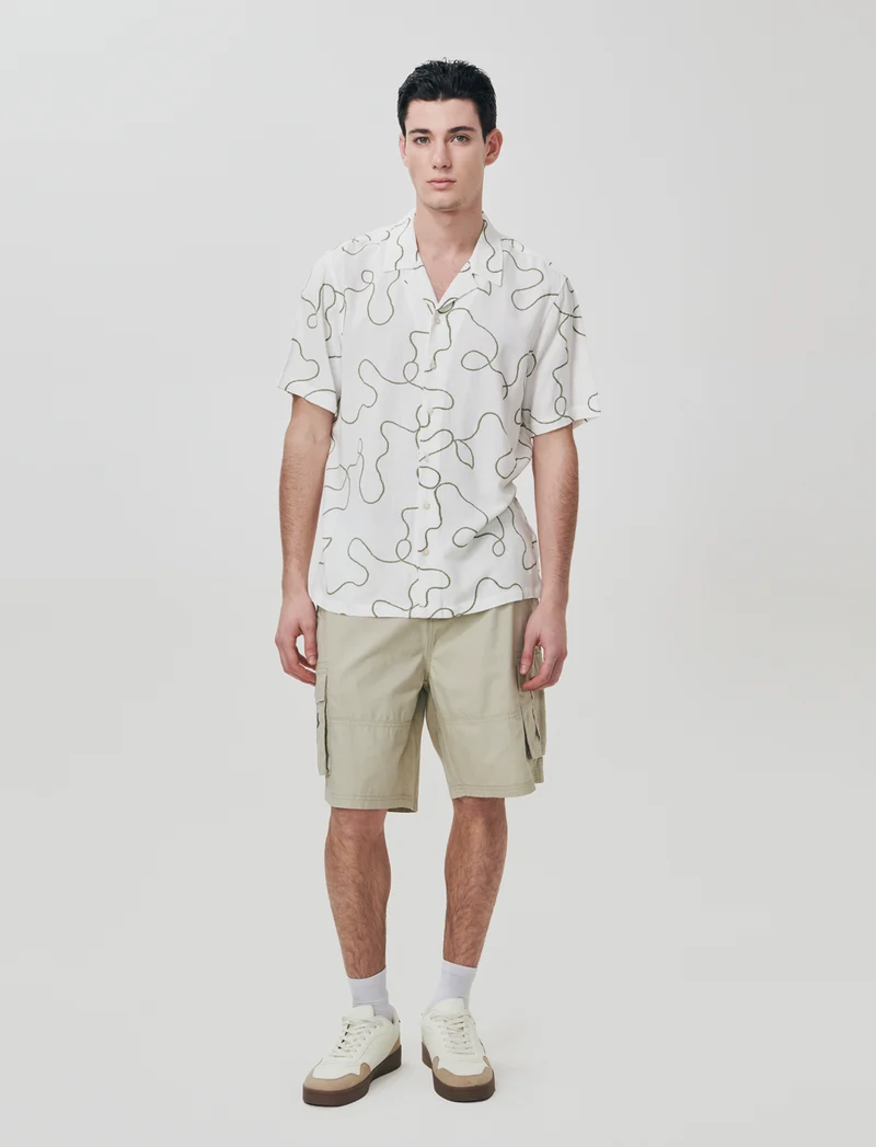 Camicia viscosa con stampa puff 3D - Bianco