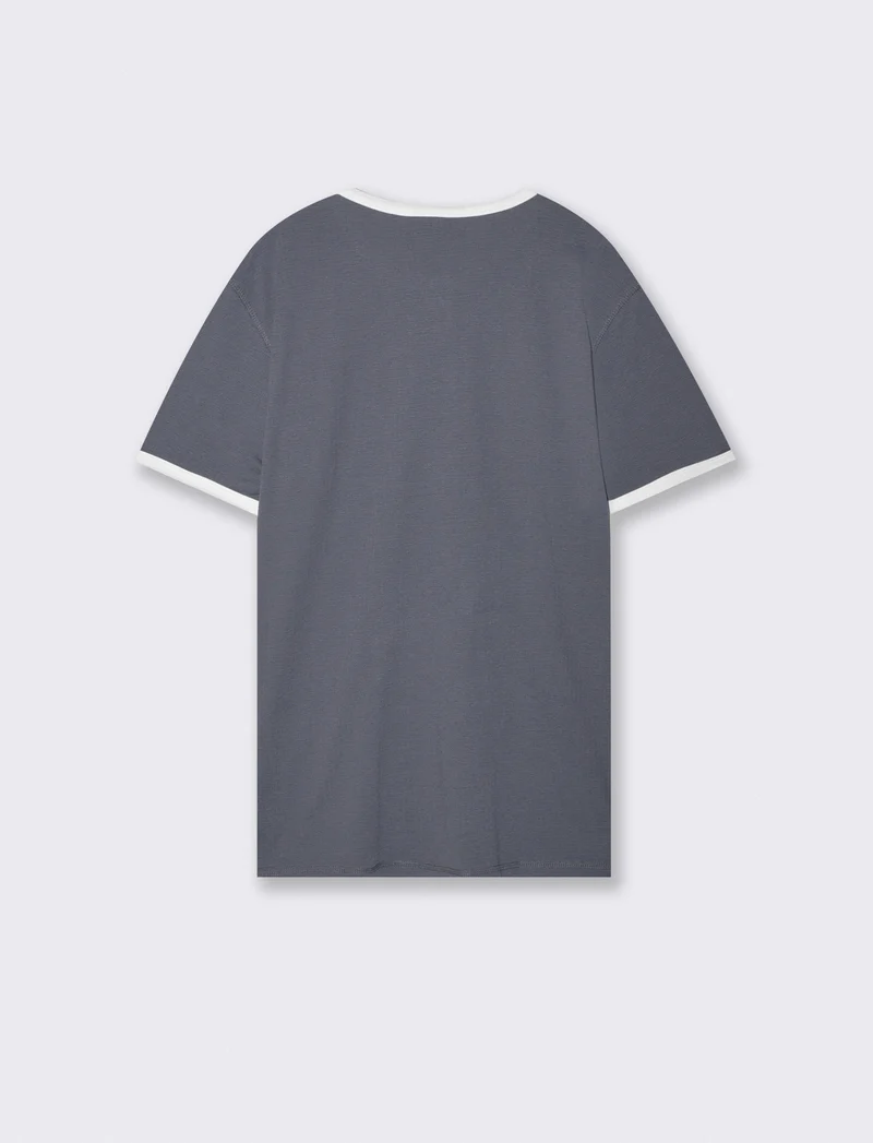 T-shirt Serafino in Tessuto Jacquard - Avion