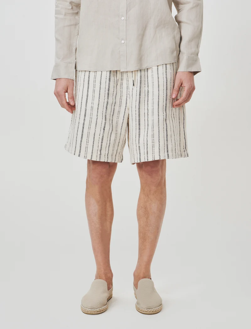 Bermuda jogger in tessuto jacquard - Beige ecru