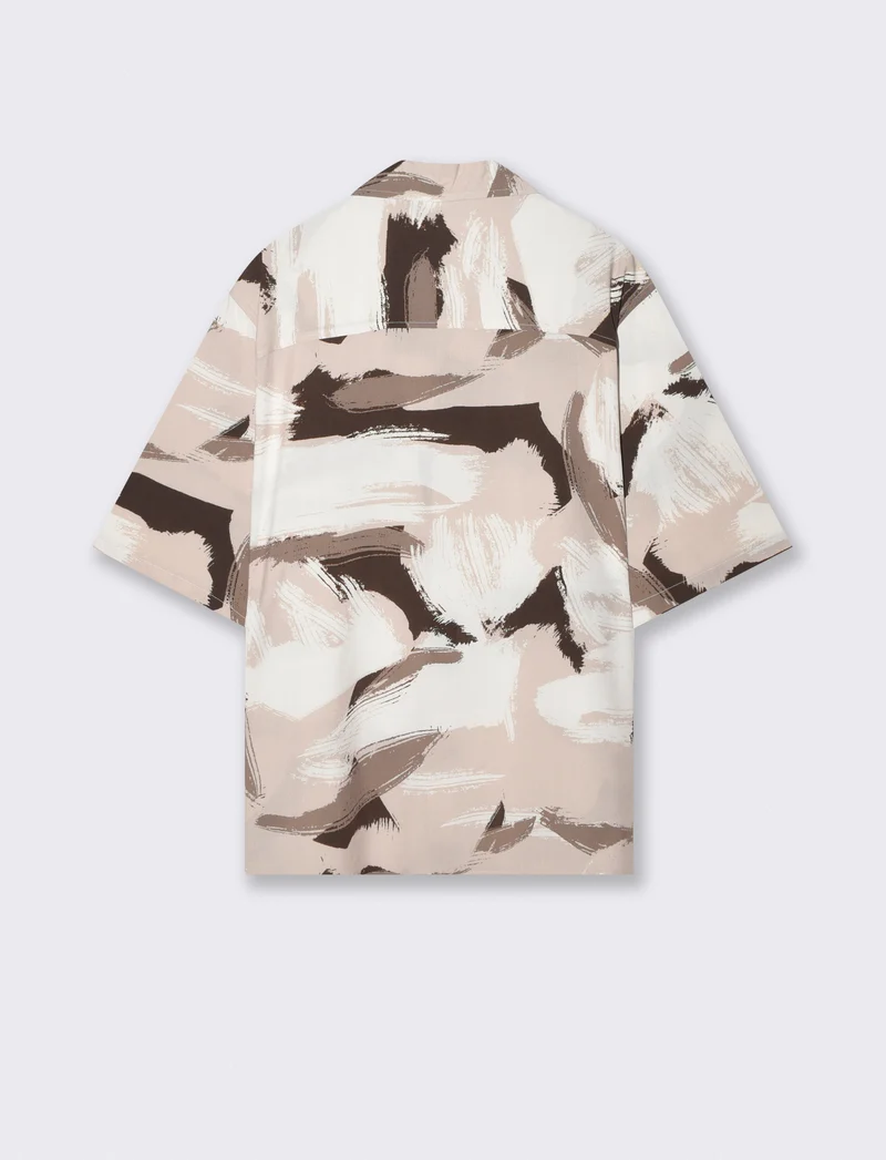 Camicia boxy fit in viscosa fantasia - Beige
