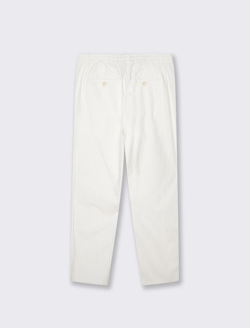 Pantaloni Chino Jogger Mistalino a Righe - Bianco