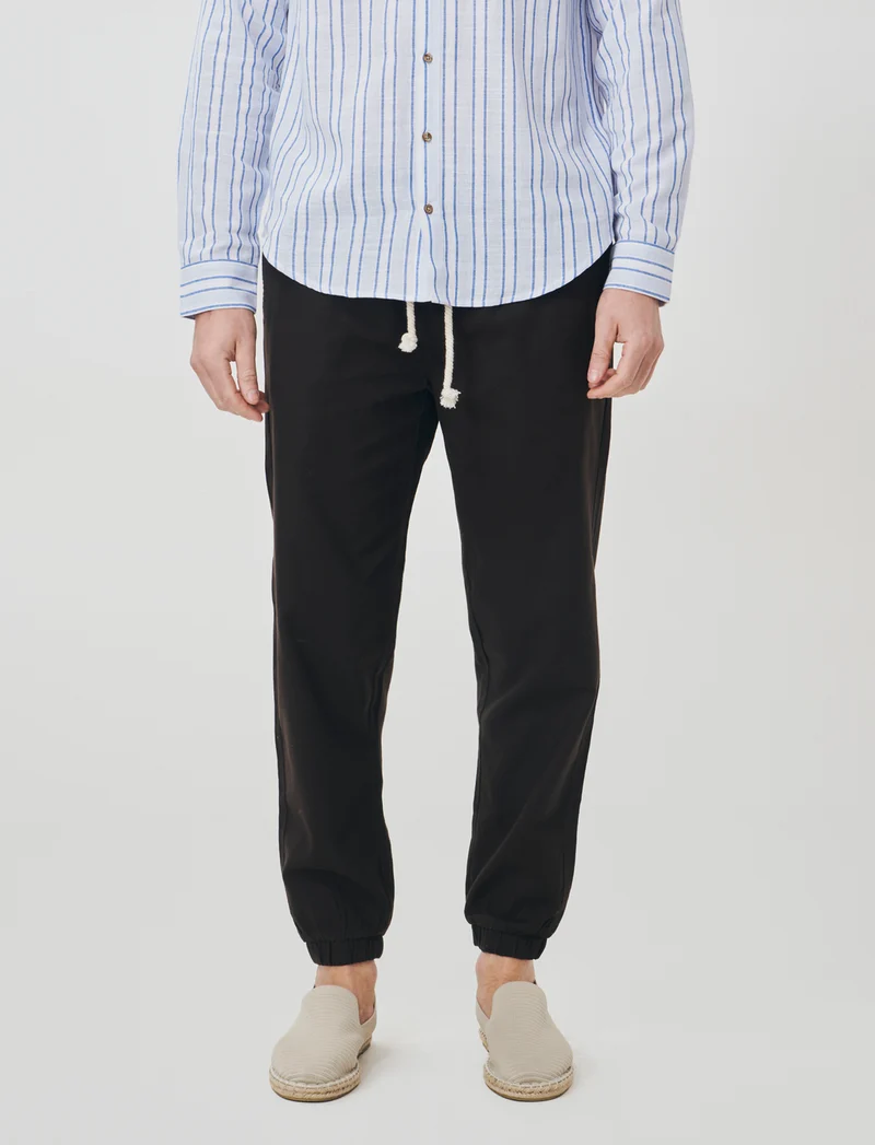 Pantaloni jogger in cotone strutturato - Moro