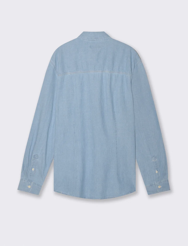 Camicia in denim leggero effetto slavato - Denim chiaro