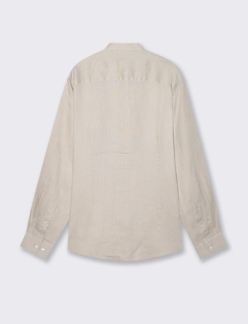 Camicia coreana in puro lino leggero - Sabbia