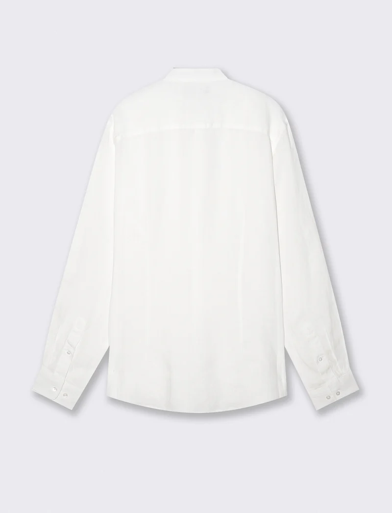 Camicia coreana in puro lino leggero - Bianco