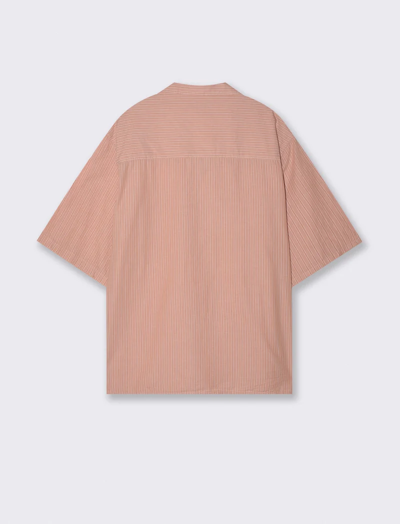 Camicia boxy fit in cotone a righe - Rosa salmone