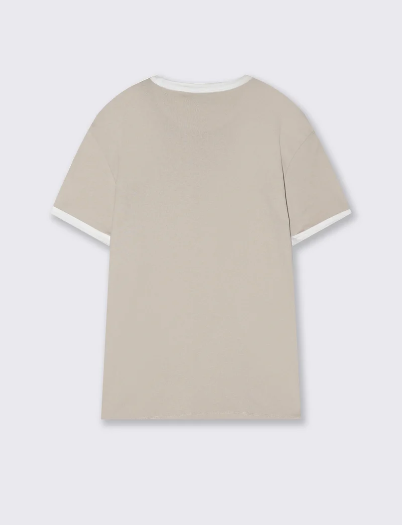 T-shirt a coste con contrasti eleganti - Grigio ghiaccio