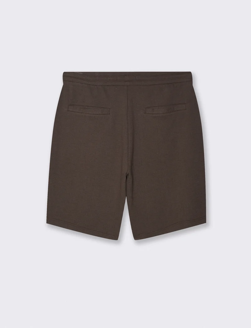 Bermuda Jacquard Effetto Juta con Vita Jogger - Moro