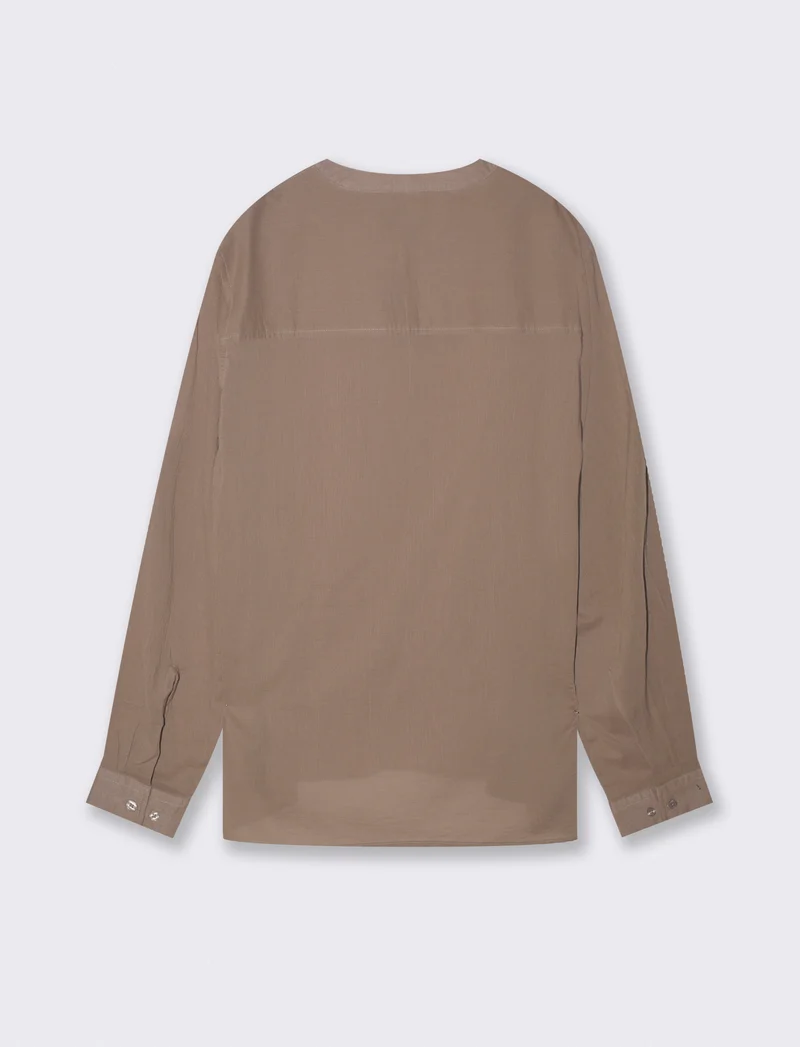 Casacca coreana effetto crepe in cotone - Verde kaki
