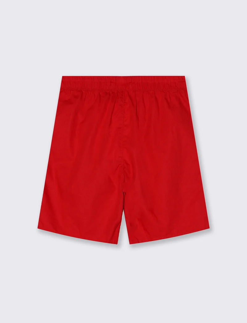 Short in cotone con tagli e lacci vita - Rosso