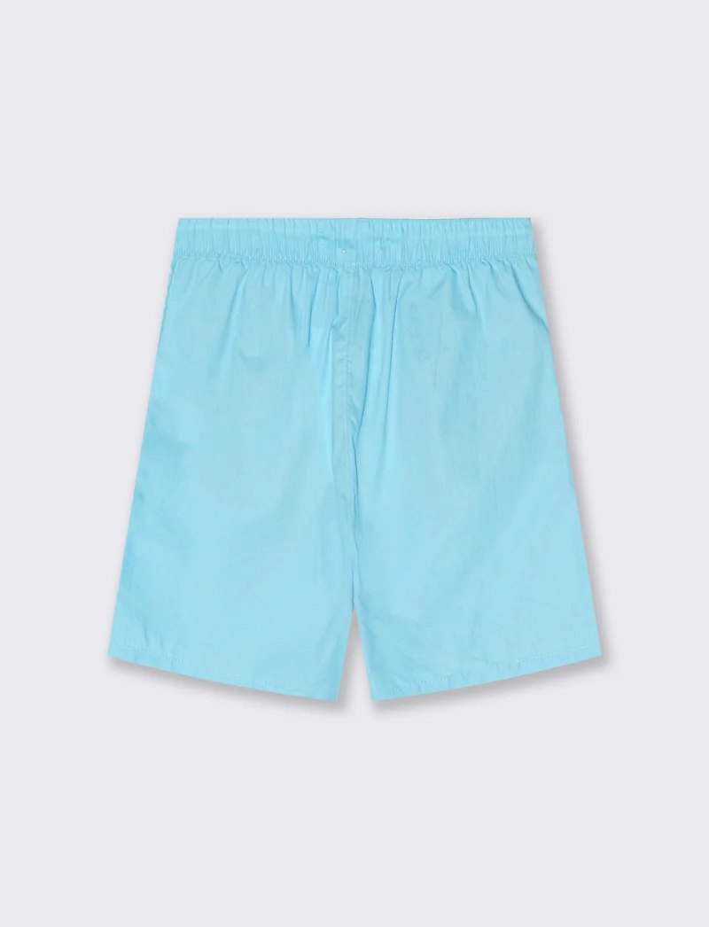 Short in cotone con tagli e lacci vita - Blu