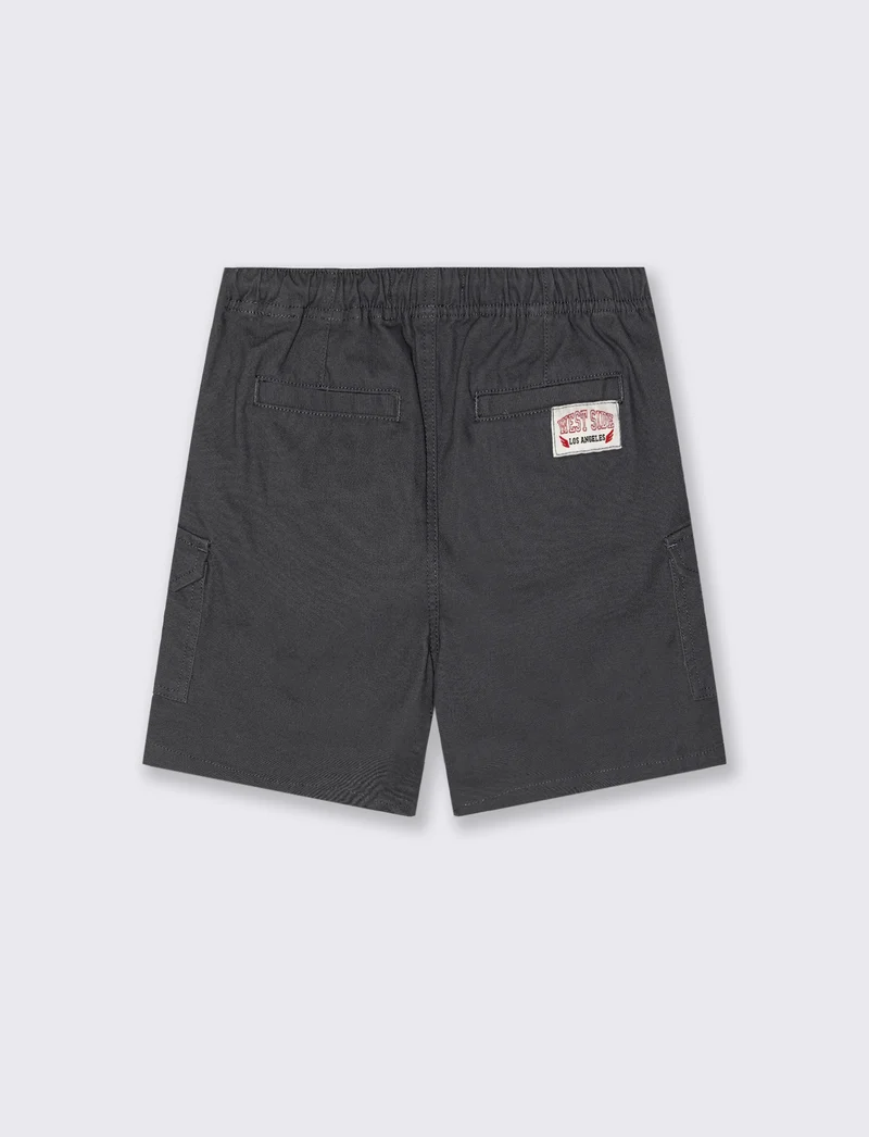 Bermuda in cotone con tasconi stilosi - Grigio