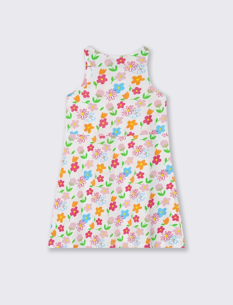 Abito svasato in jersey di cotone bambina - Bianco