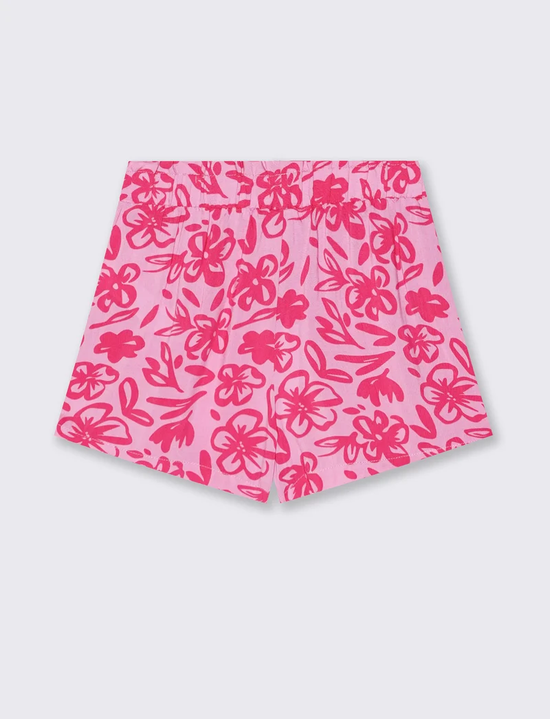 Short estivo in viscosa con fiocco - Rosa