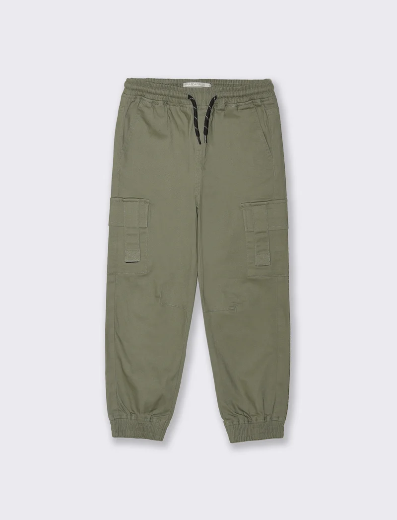 Jogger cargo in cotone con tasconi - Verde salvia