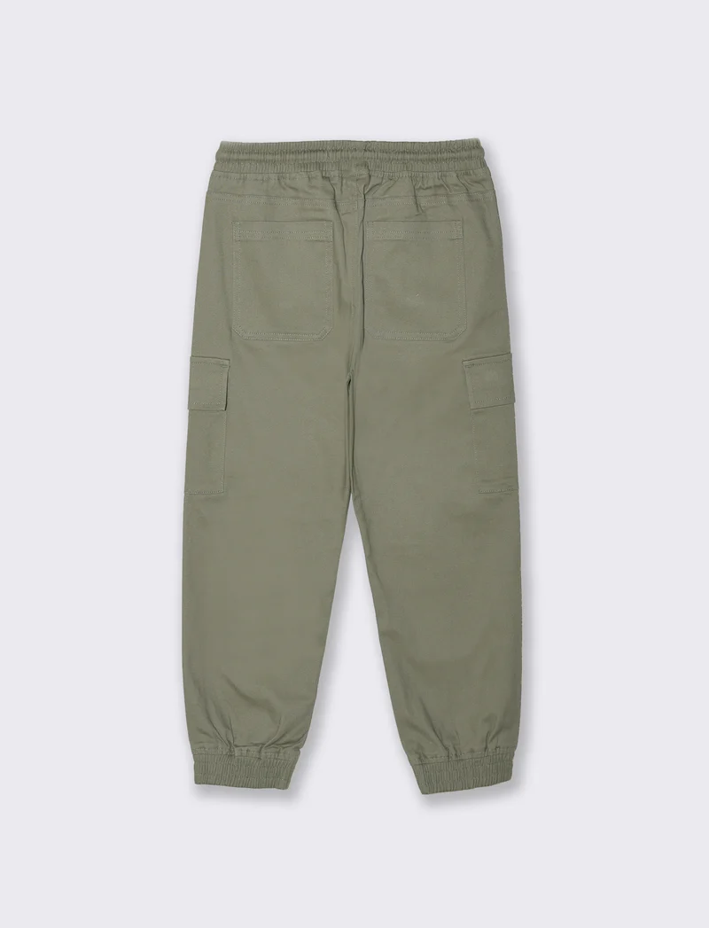Jogger cargo in cotone con tasconi - Verde salvia