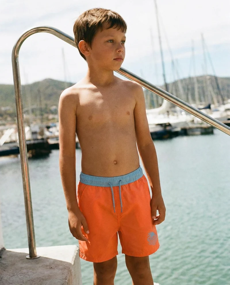 Costume boxer bicolore con bustino - Arancio