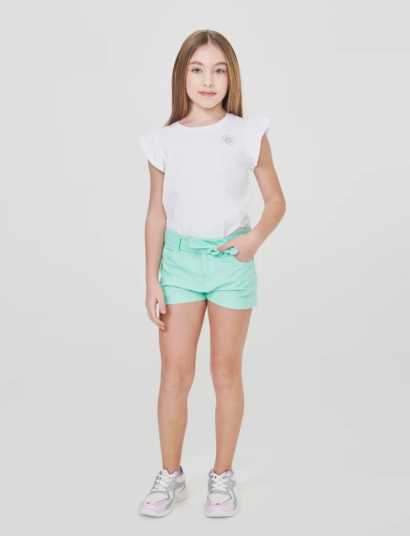 Pantaloncino cinque tasche da bambina - Verde acqua