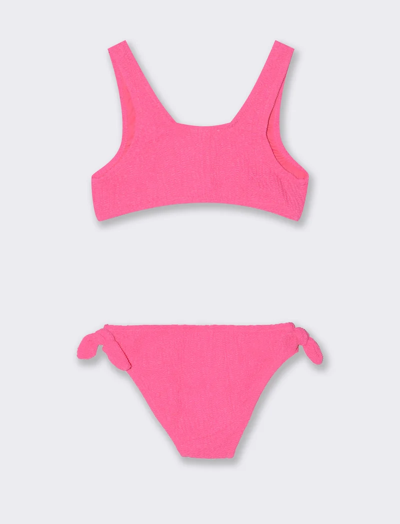 Costume in tessuto increspato a 2 pezzi - Fuxia
