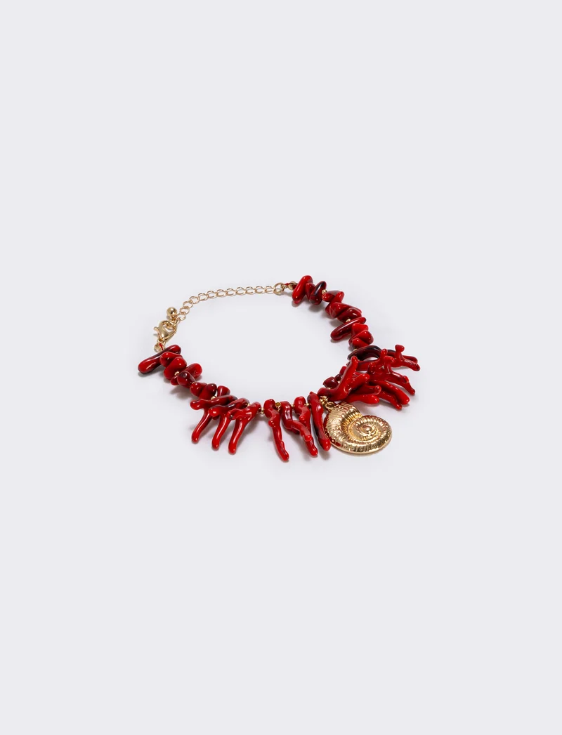 Bracciale in coralli e conchiglia - Rosso