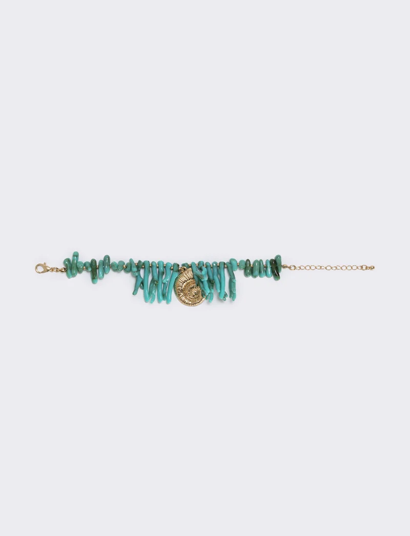 Bracciale in coralli e conchiglia - Verde acqua