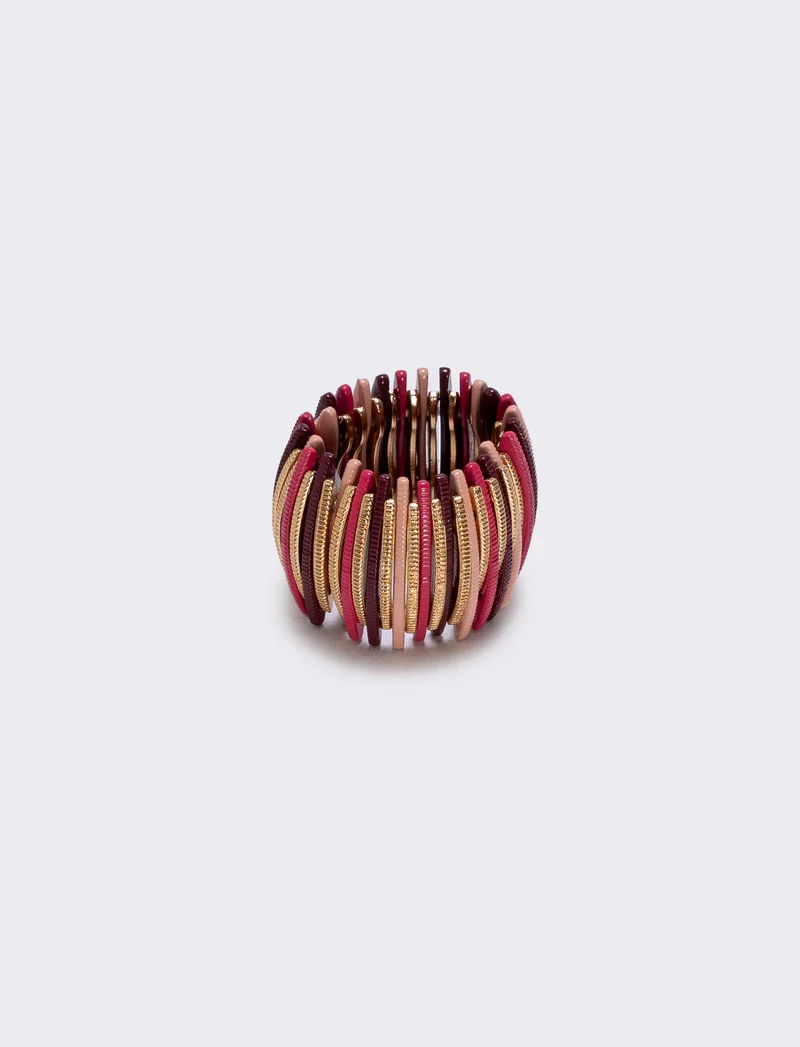 Anello elastico con barrette colorate - Rosa