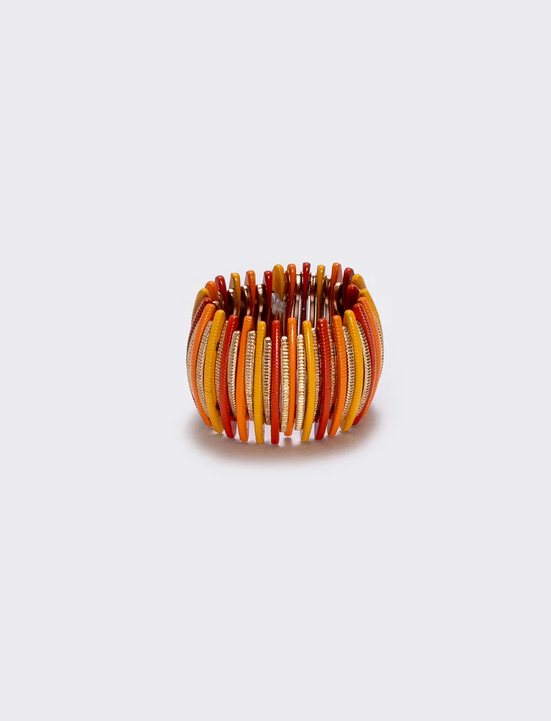 Anello elastico con barrette colorate - Arancio