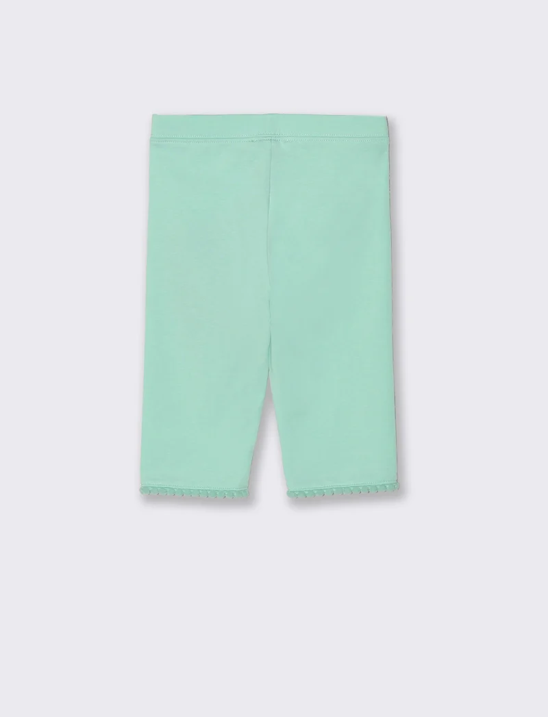 Leggings al ginocchio con ricamo e passamaneria - Verde acqua