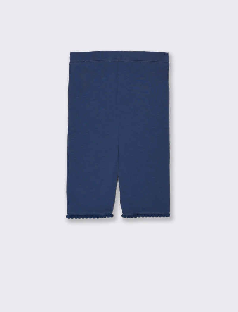 Leggings al ginocchio con ricamo e passamaneria - Blu