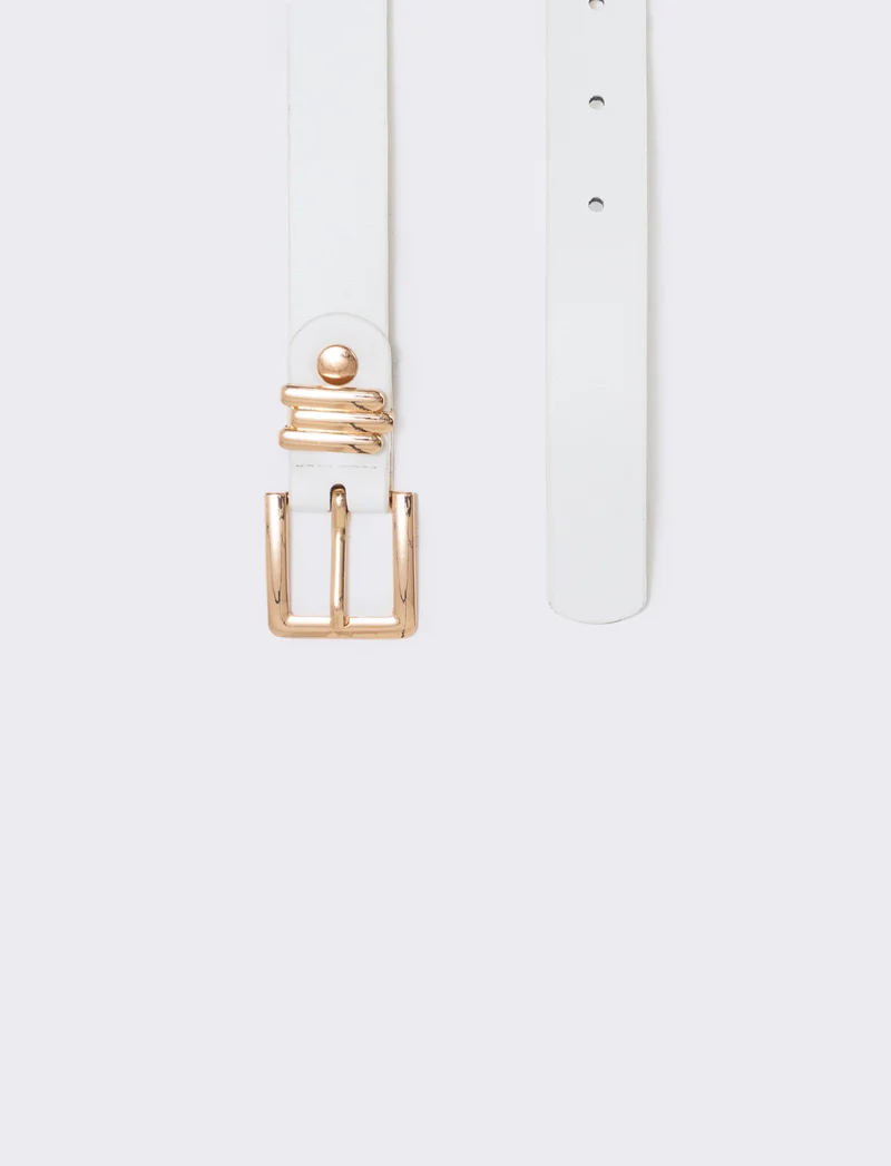 Cintura metallo 3 passanti 2,5 cm - Bianco