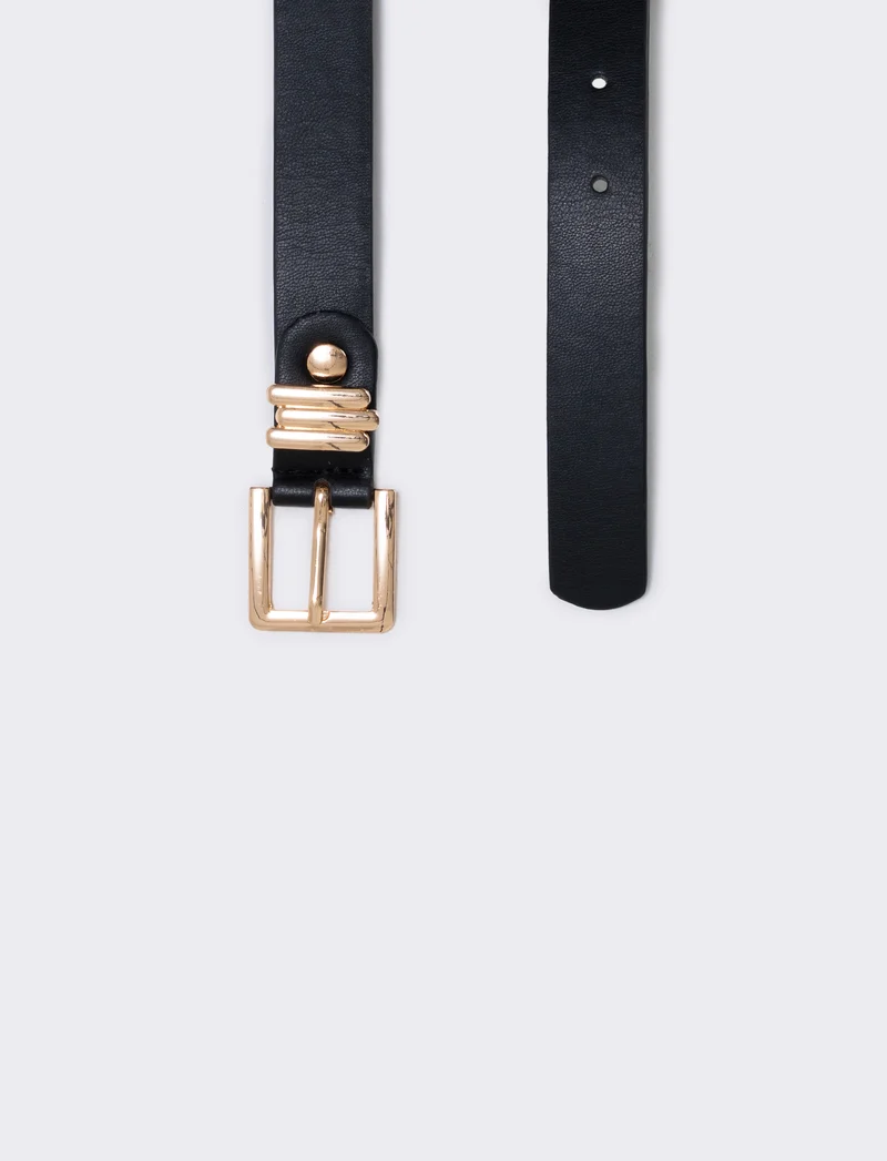 Cintura metallo 3 passanti 2,5 cm - Nero