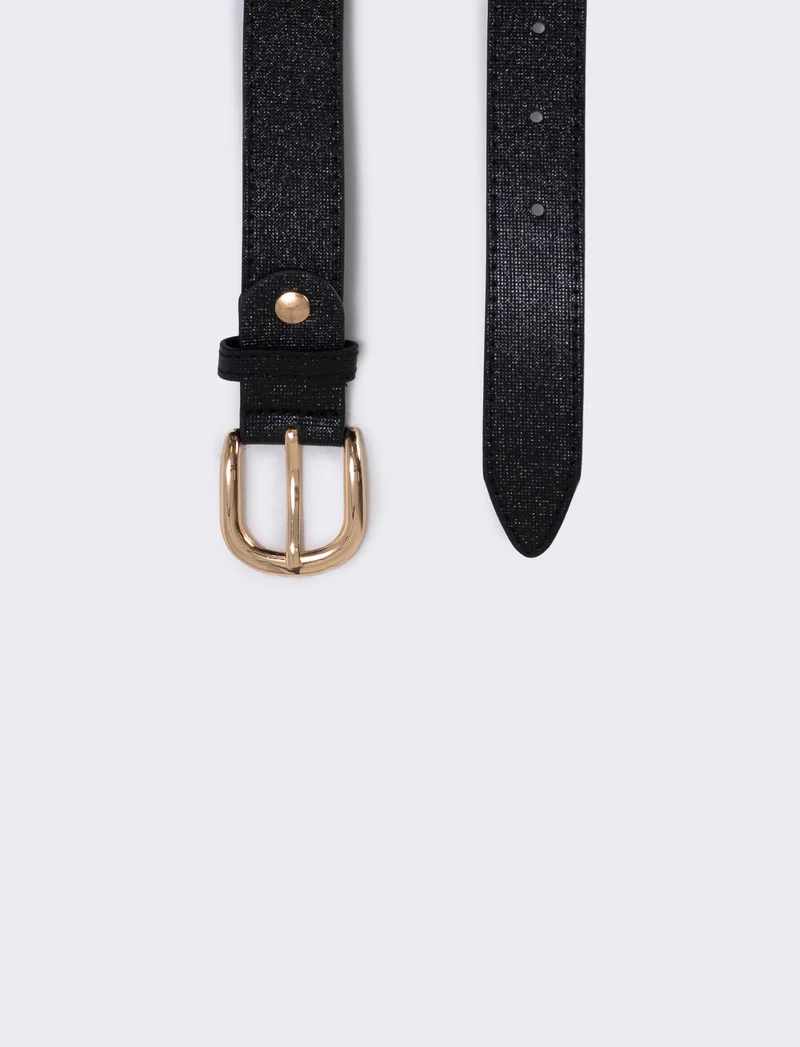 Cintura lurex basic 2,5 cm - Nero