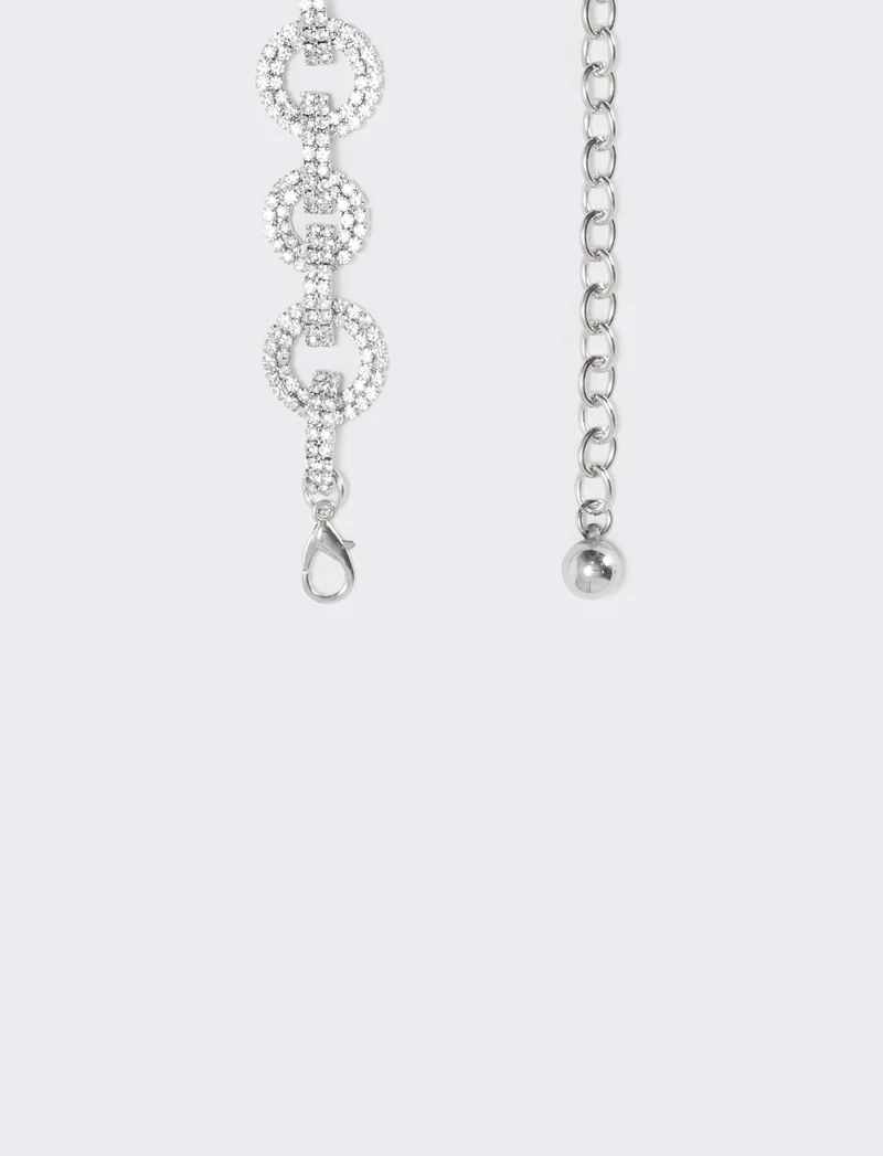 Cintura con cerchi in strass - Argento