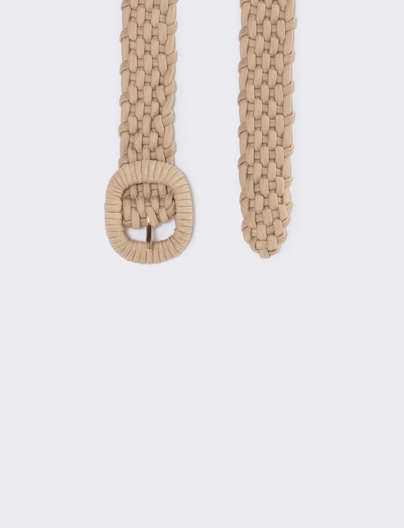 Cintura elastica intrecciata - Beige