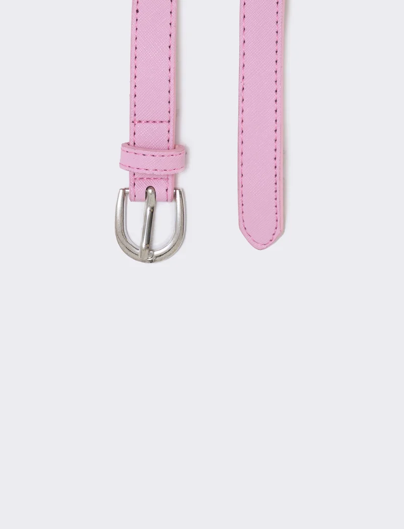 Cintura saffiano con fiorellini colorati - Rosa