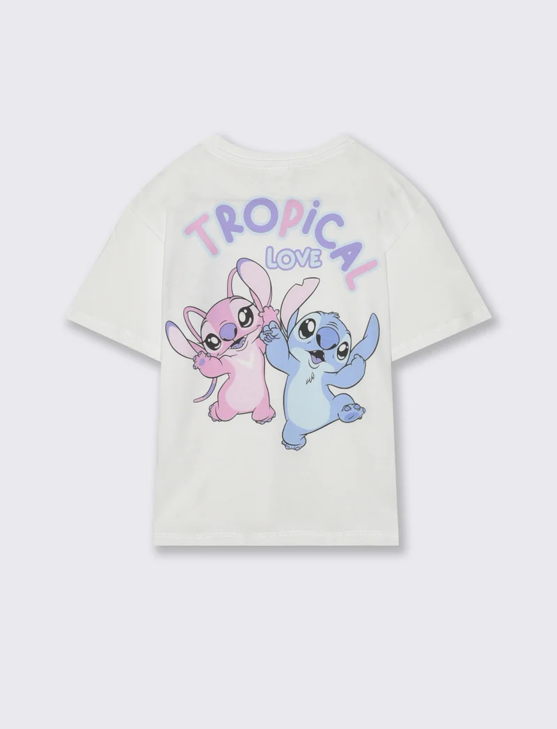 T-shirt Disney Stitch mezza manica comoda - Bianco